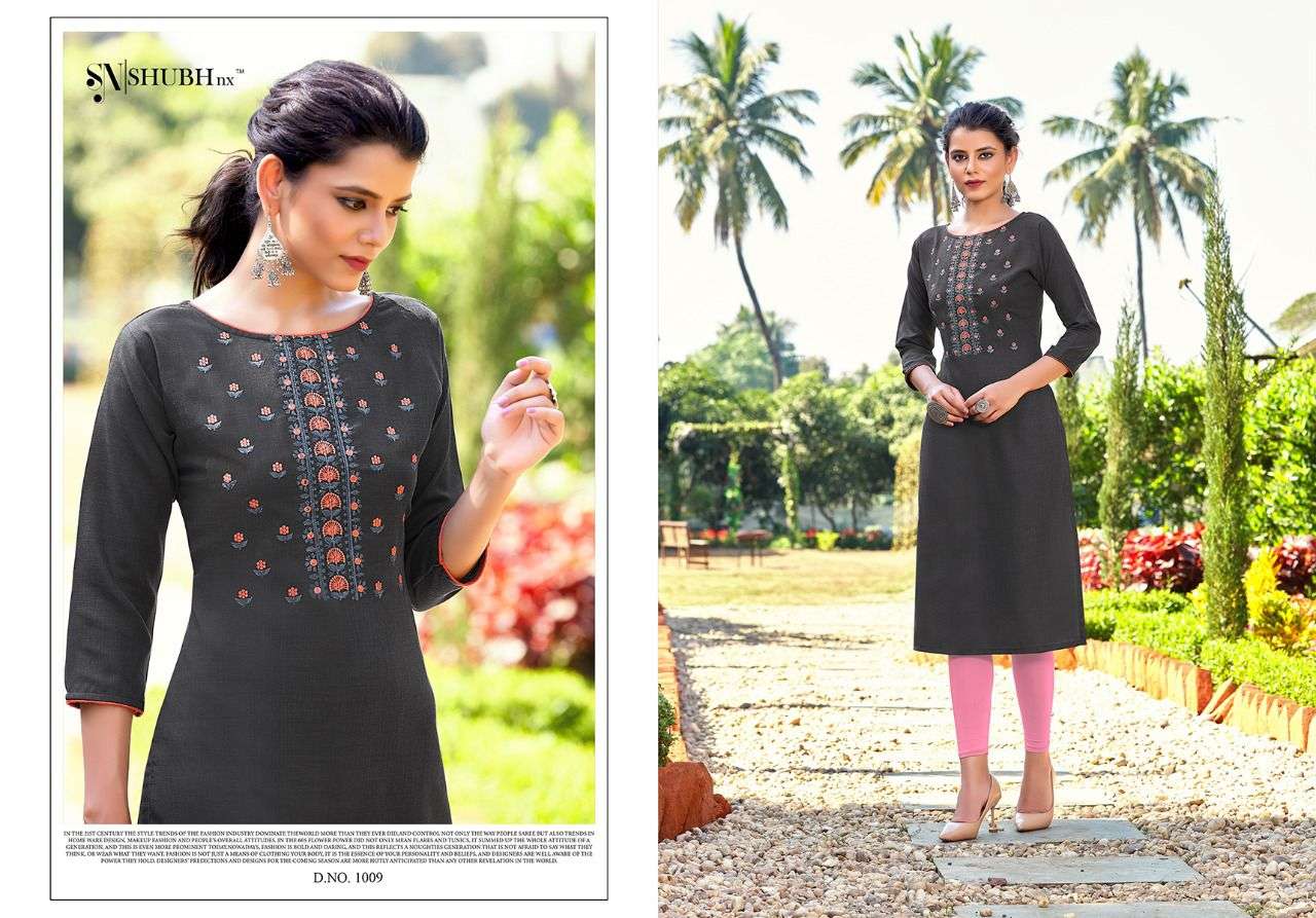 AMUL VOL-5 BY SHUBH NX 1001 TO 1010 SERIES BEAUTIFUL COLORFUL STYLISH FANCY CASUAL WEAR & ETHNIC WEAR & READY TO WEAR MAGIC SLUB WITH EMBROIDERY KURTIS AT WHOLESALE PRICE